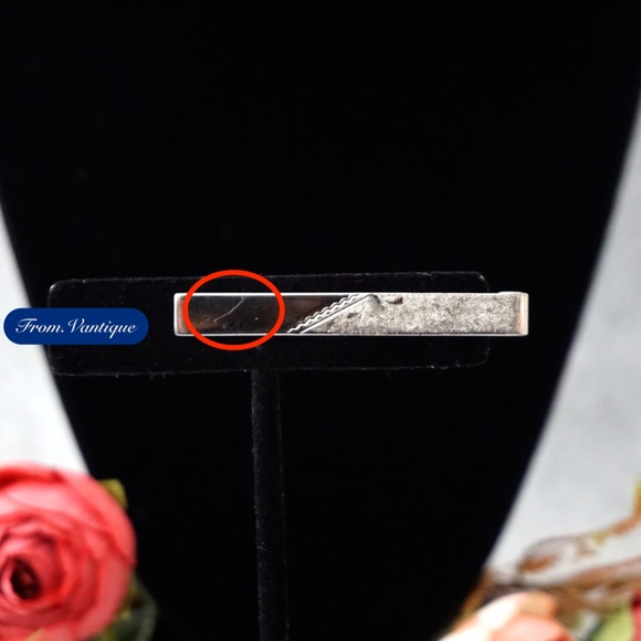👔 VINTAGE [Anson] Silver Engraved Patterned Tie Clip 🔗 - Picture 3 of 7